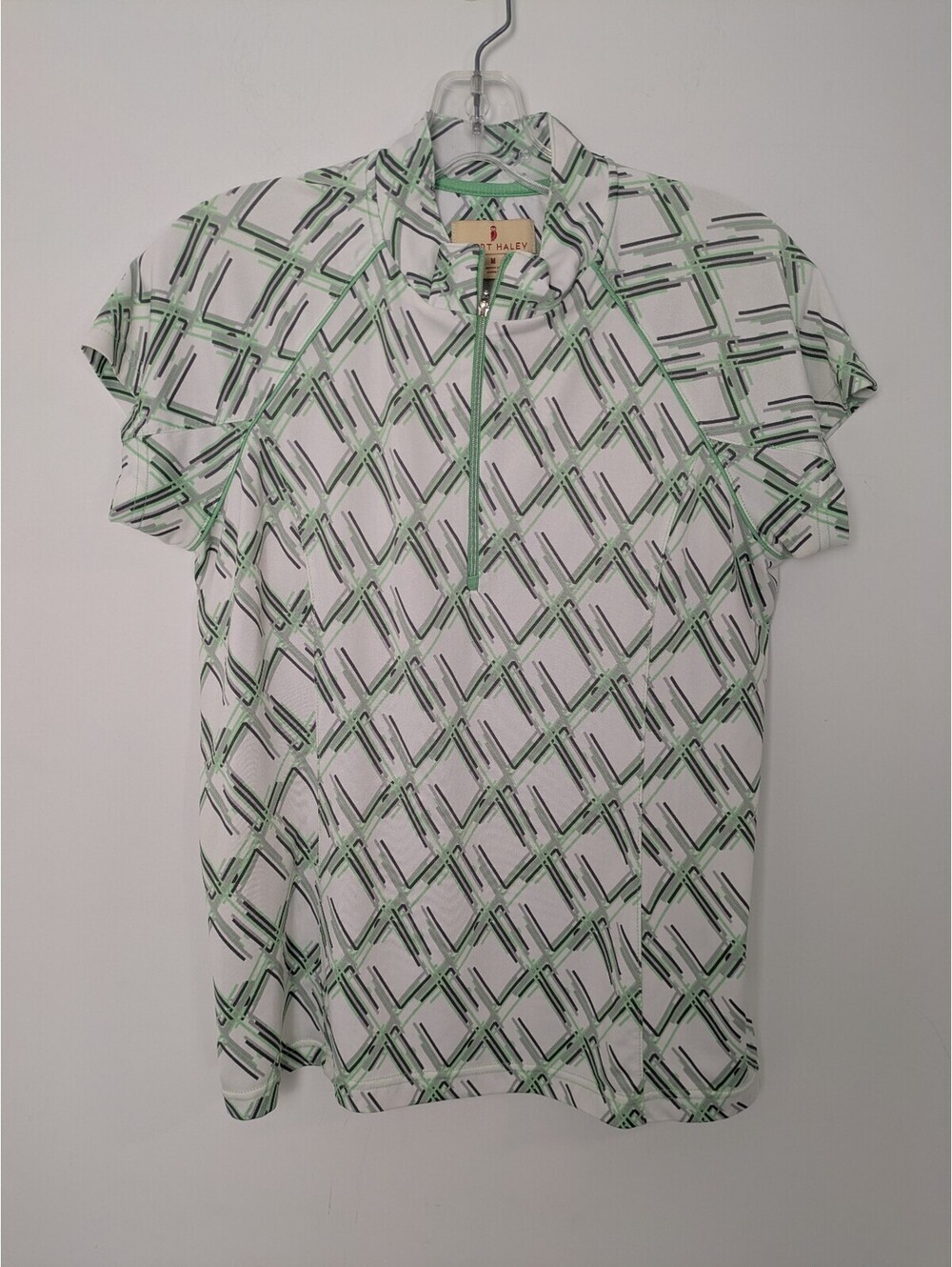 Sport Haley Women Medium Golf Top 1/4 Zip Short Sleeve Geometric Print